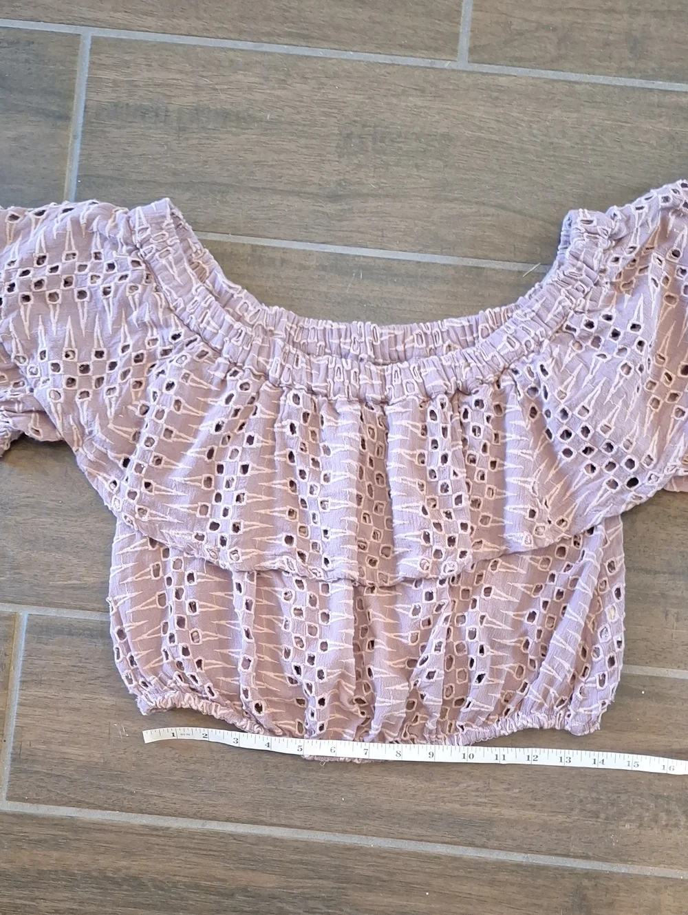 Free People That Girl Off The Shoulder Eyelet Crop Top Mauve XS